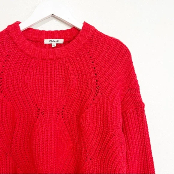 BOGO! Madewell Everett Rib-Play Pullover Sweater Red Size Medium - Picture 4 of 10